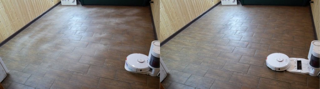 Roborock S7 collects sand from tiles