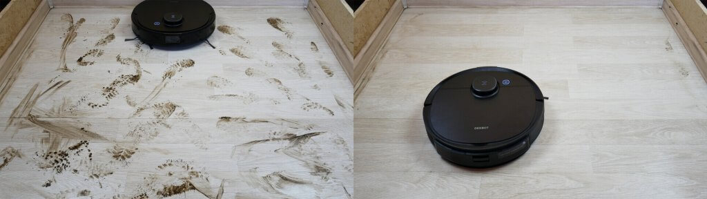 Ecovacs wipes dirt off the floor